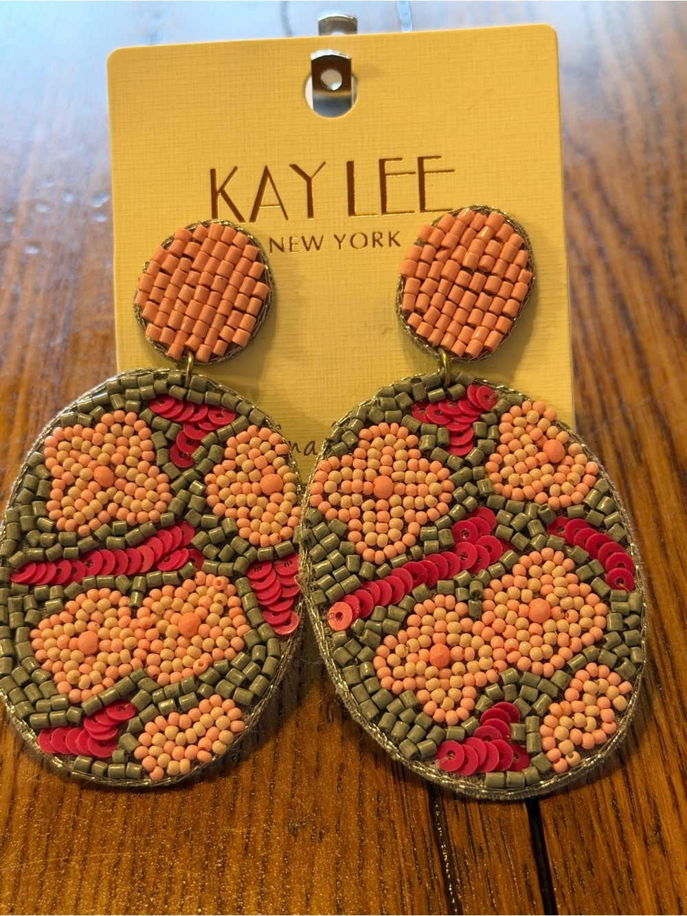 Kaylee New York Pink & Gray Beaded Floral Drop Earrings